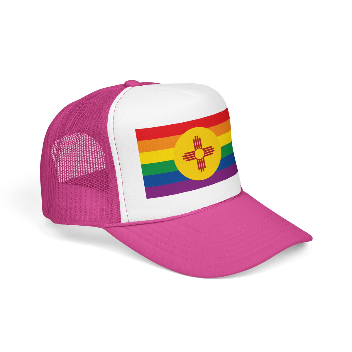 New Mexico Rainbow Pride Flag "UNITED" Printed Foam Trucker Hat, Several Color Options