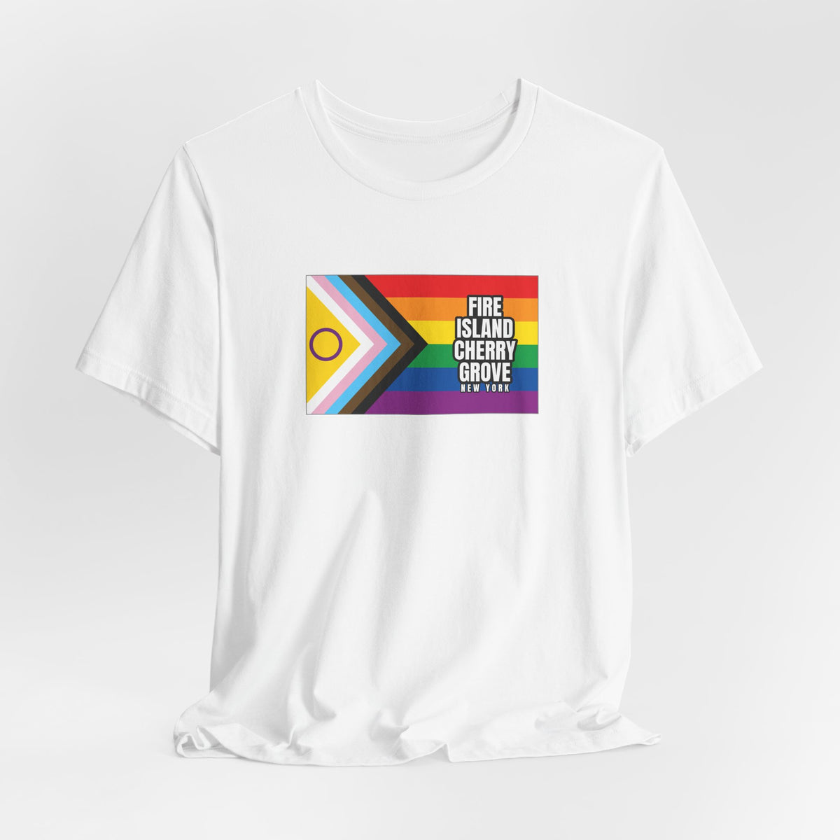 Fire Island Cherry Grove, New York Rainbowland Exclusive Pride Flag T-shirt, Several Color Options