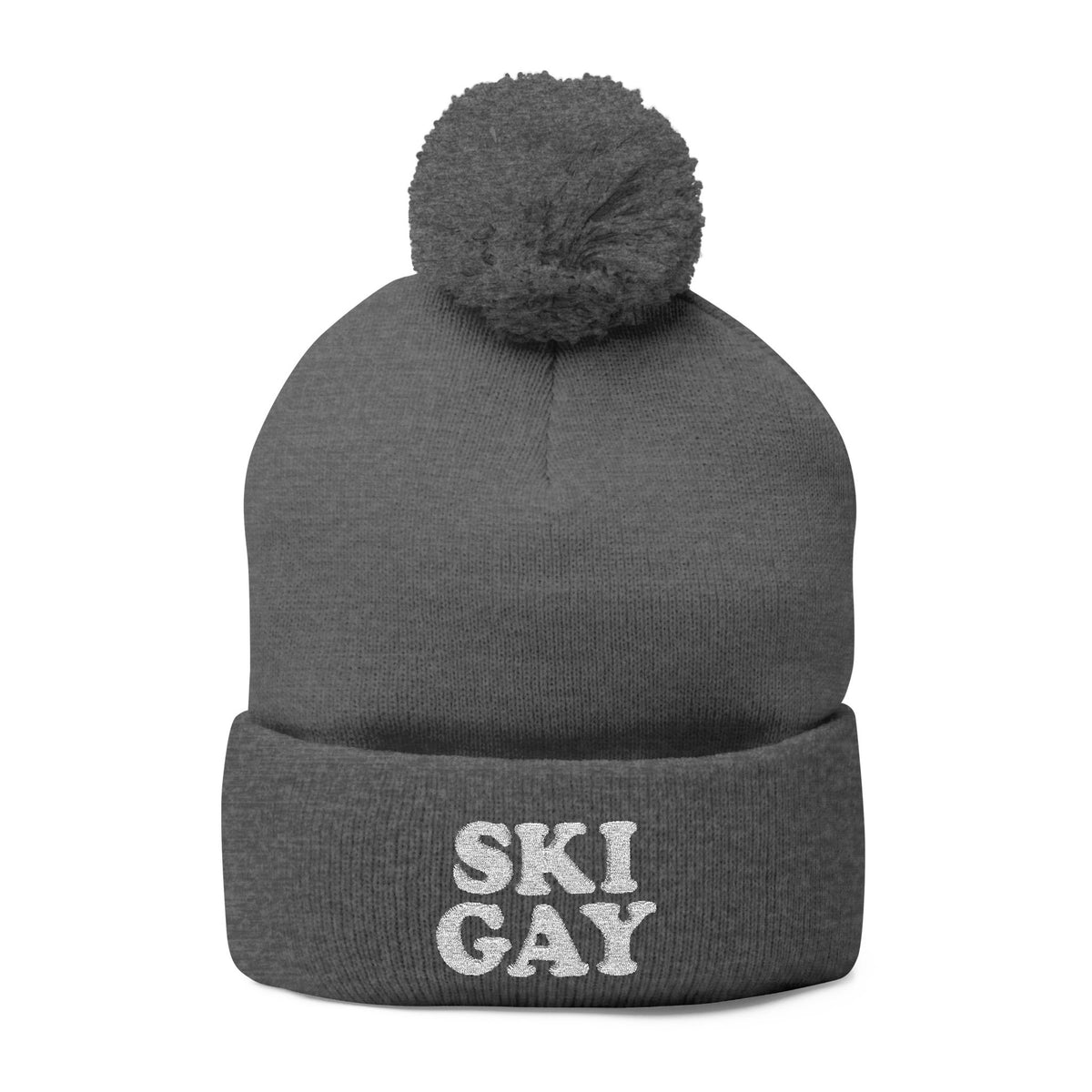 SKI GAY Pom Pom Beanie - white deco