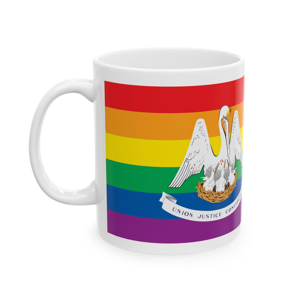 Louisiana Rainbow Pride Flag "UNITED" Ceramic Mug