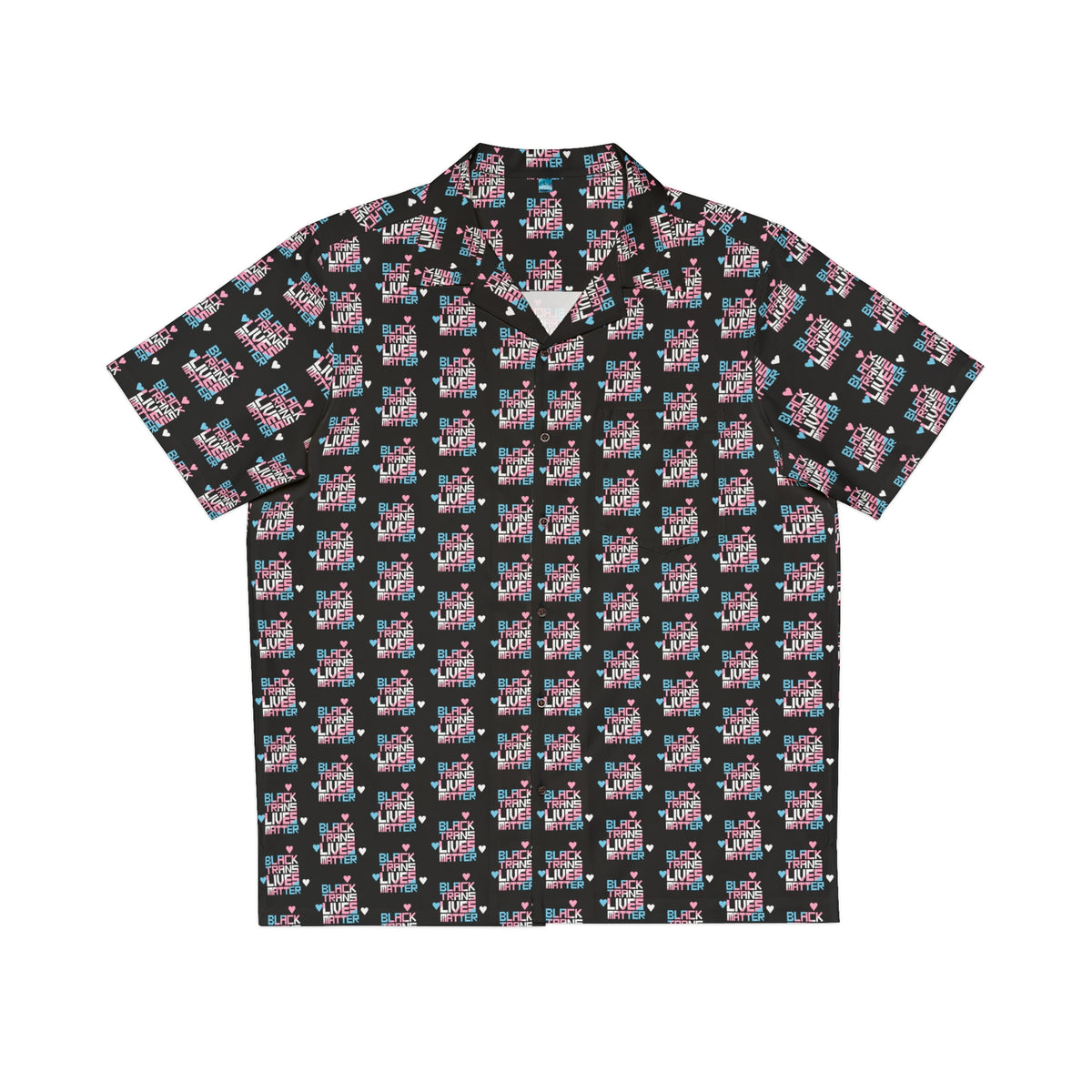 BLACK TRANS LIVES MATTER Retro Hawaiian Shirt Style - San Francisco Tenderloin Deco on Black