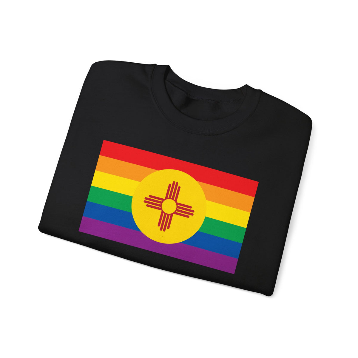 New Mexico Rainbow Pride Flag Unisex Crewneck Sweatshirt, White, Black or Light Pink