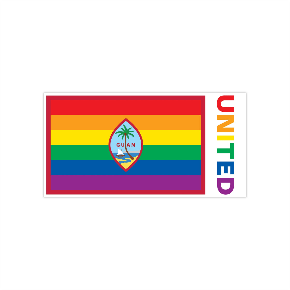 Guam Rainbow Pride Flag "UNITED" Bumper Sticker