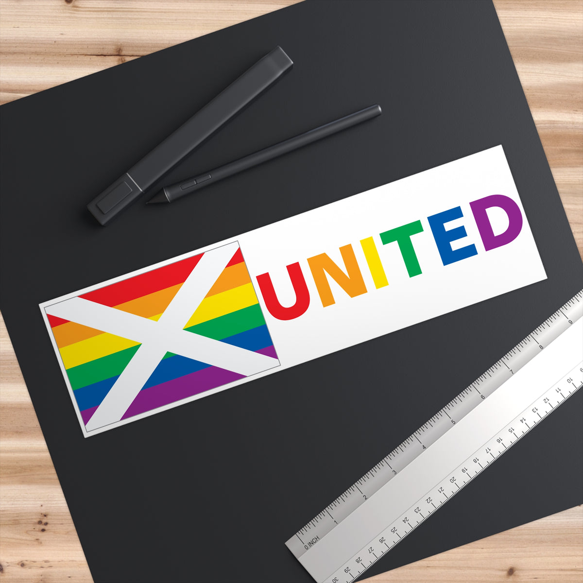 Alabama Rainbow Pride Flag "UNITED" Bumper Sticker