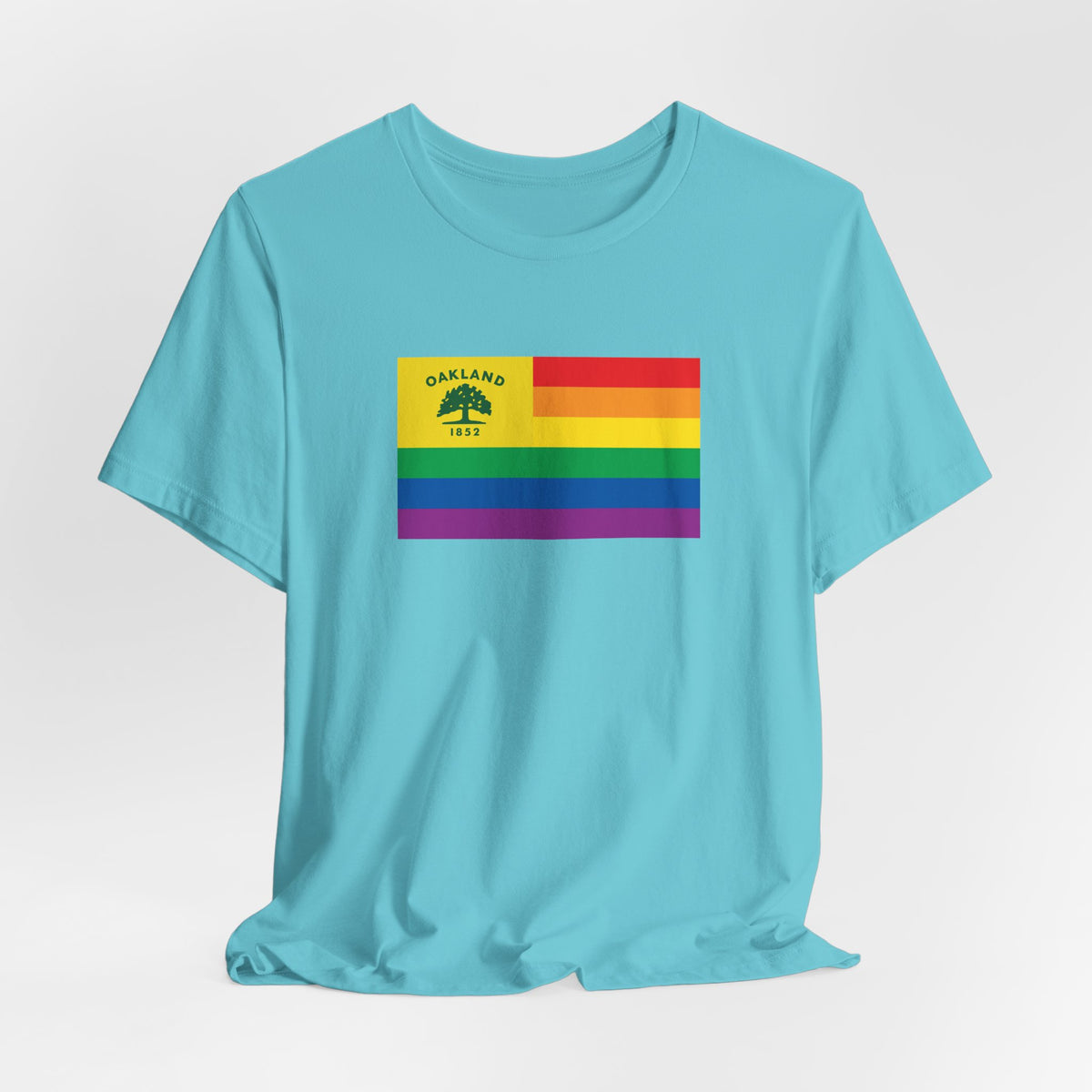 Oakland, California Rainbow Pride Flag T-shirt, Several Color Options