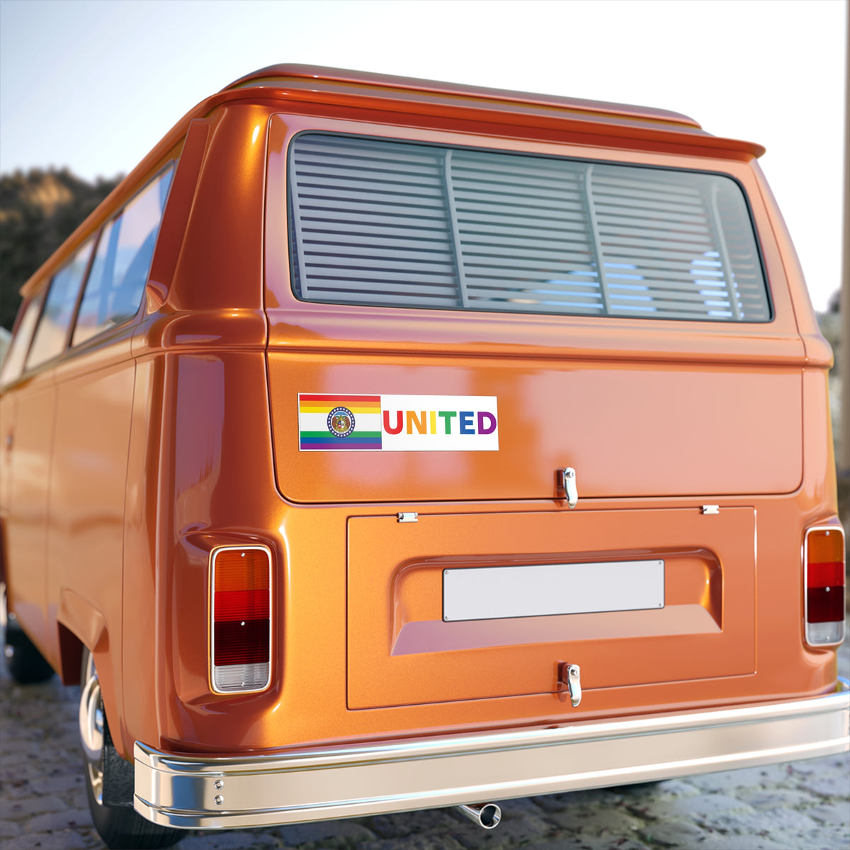Missouri Rainbow Pride Flag "UNITED" Bumper Sticker