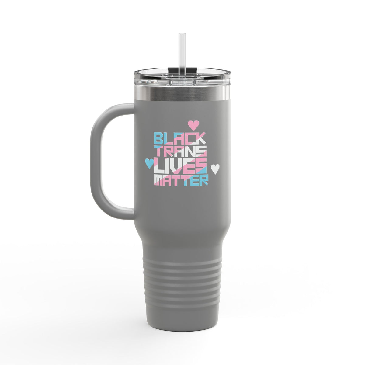BLACK TRANS LIVES MATTER 40oz Tumbler, San Francisco Tenderloin Deco on Black or Gray