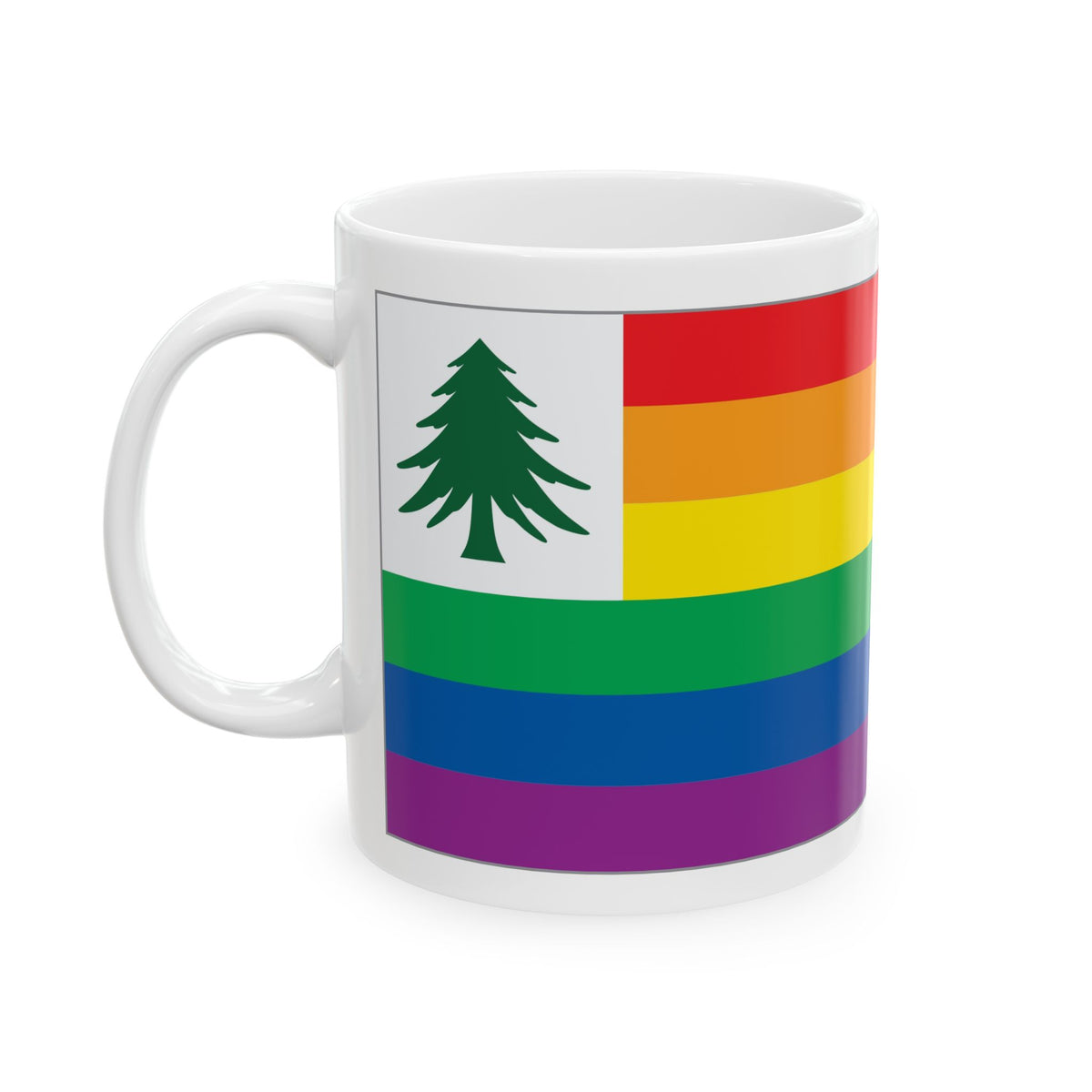 New England Rainbow Pride Flag "UNITED" Ceramic Mug