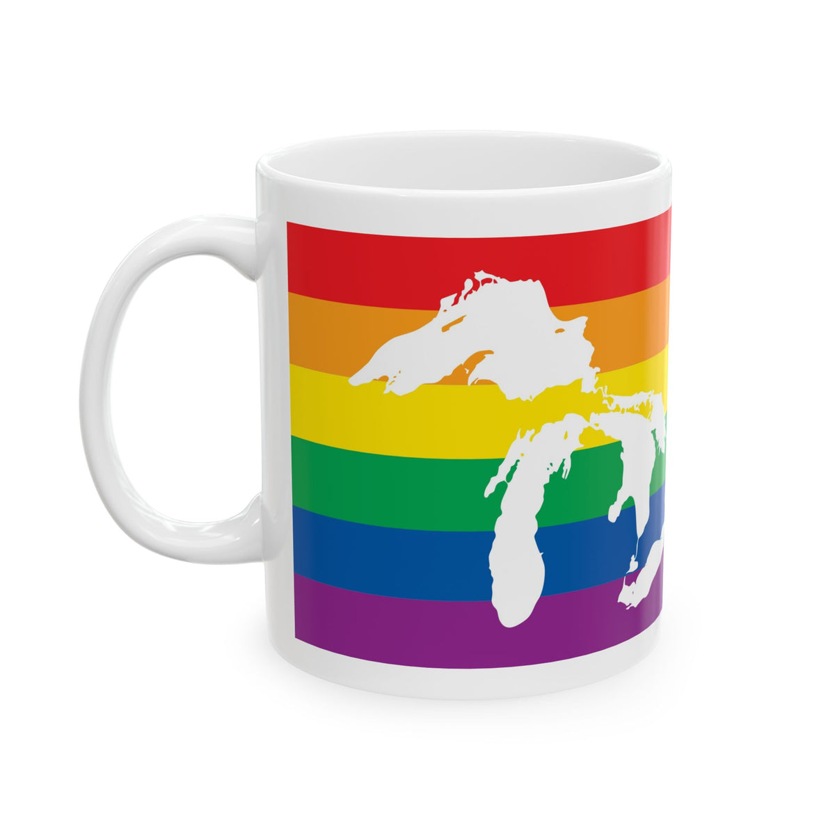 Great Lakes Region Rainbow Pride Flag "UNITED" Ceramic Mug