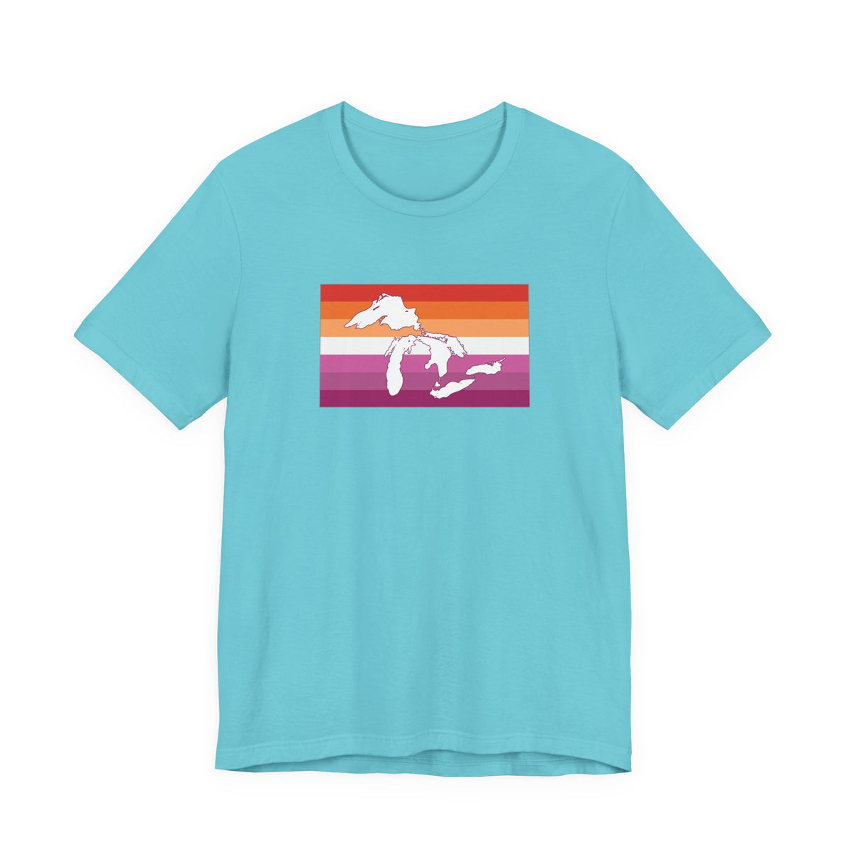 Great Lakes Region Lesbian Pride Flag T-shirt, Several Color Options