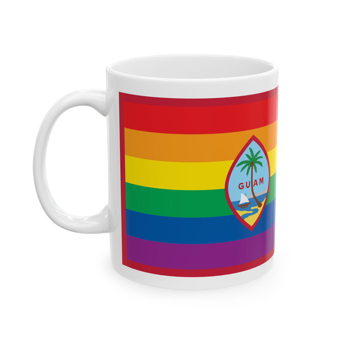 Guam Rainbow Pride Flag "UNITED" Ceramic Mug