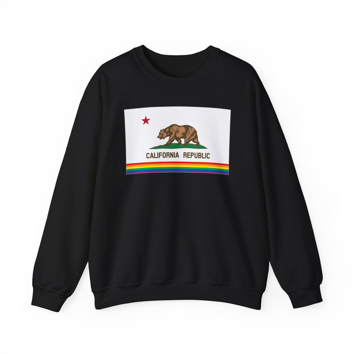 California Rainbow Pride Flag Unisex Crewneck Sweatshirt, White, Black or Light Pink