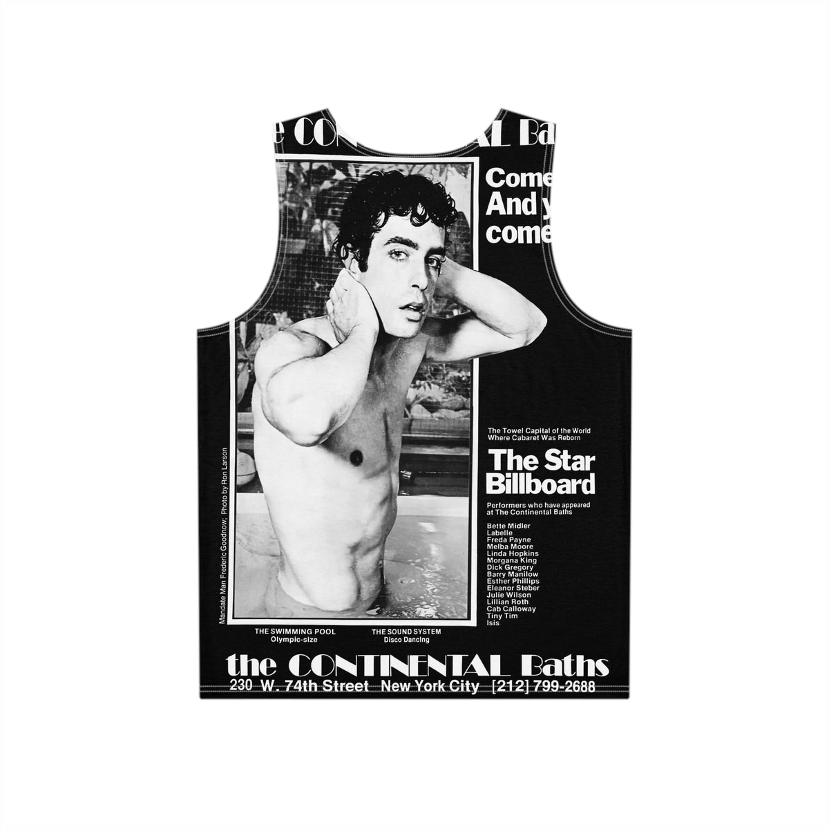 Continental Baths Tank Top, All Over Print Deco