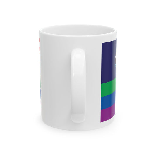 Maine Rainbow Pride Flag "UNITED" Ceramic Mug