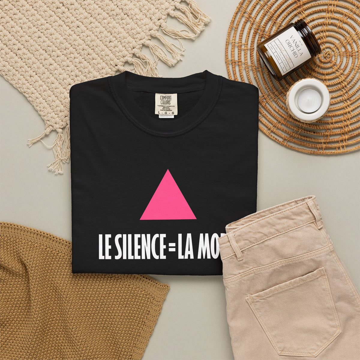 SILENCE = DEATH (French) Iconic Graphic Tee, Black