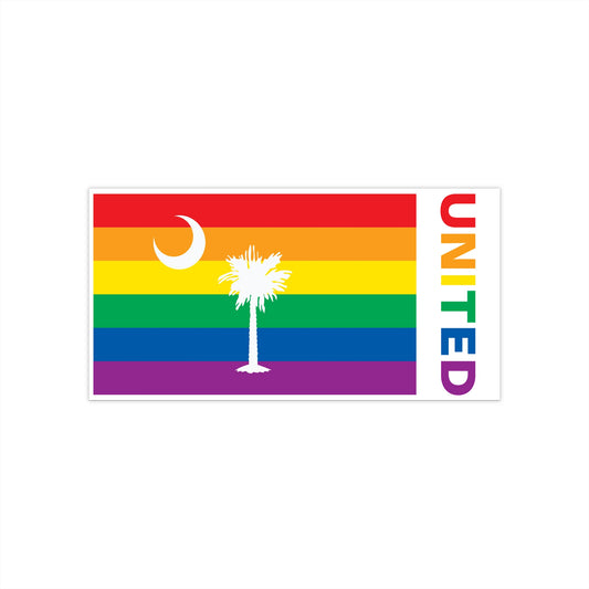 South Carolina Rainbow Pride Flag "UNITED" Bumper Sticker