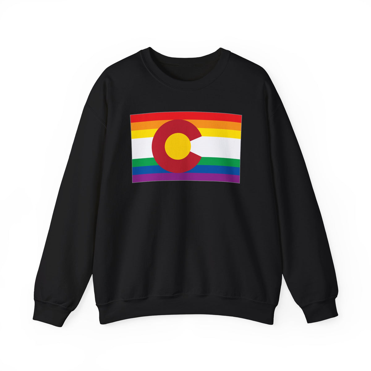 Colorado Rainbow Pride Flag Unisex Crewneck Sweatshirt, White, Black or Light Pink