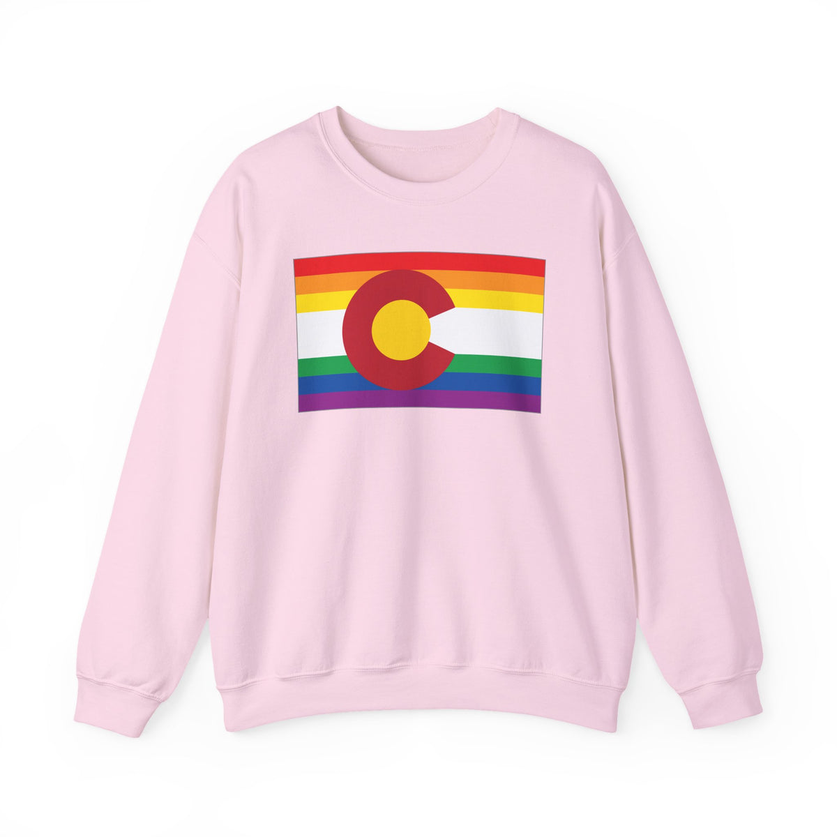 Colorado Rainbow Pride Flag Unisex Crewneck Sweatshirt, White, Black or Light Pink
