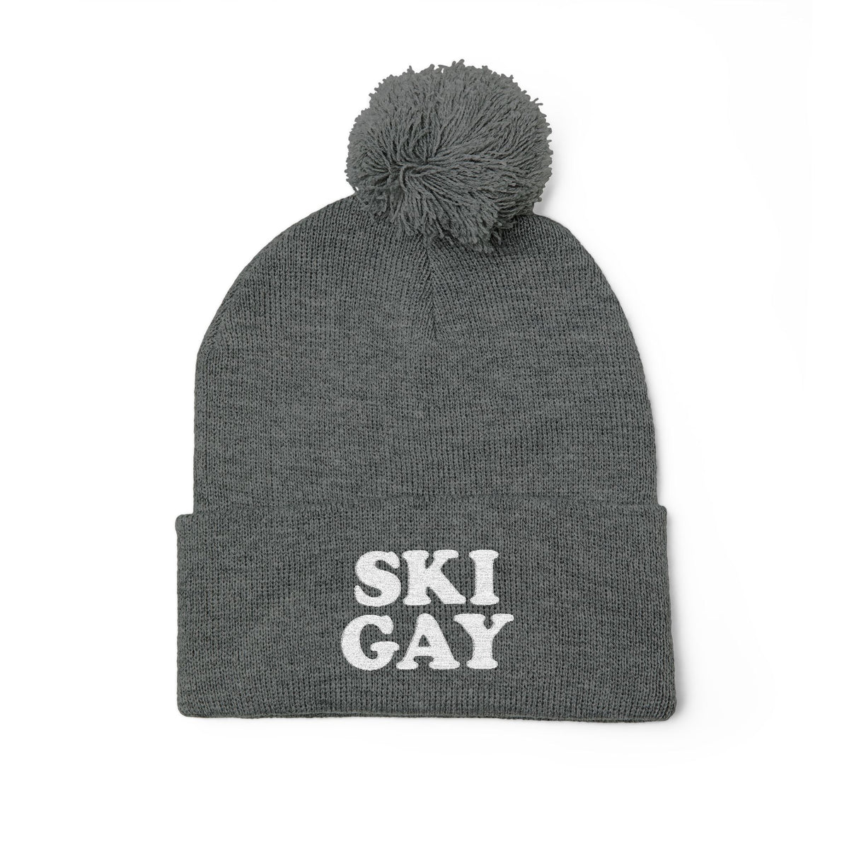SKI GAY Pom Pom Beanie - white deco