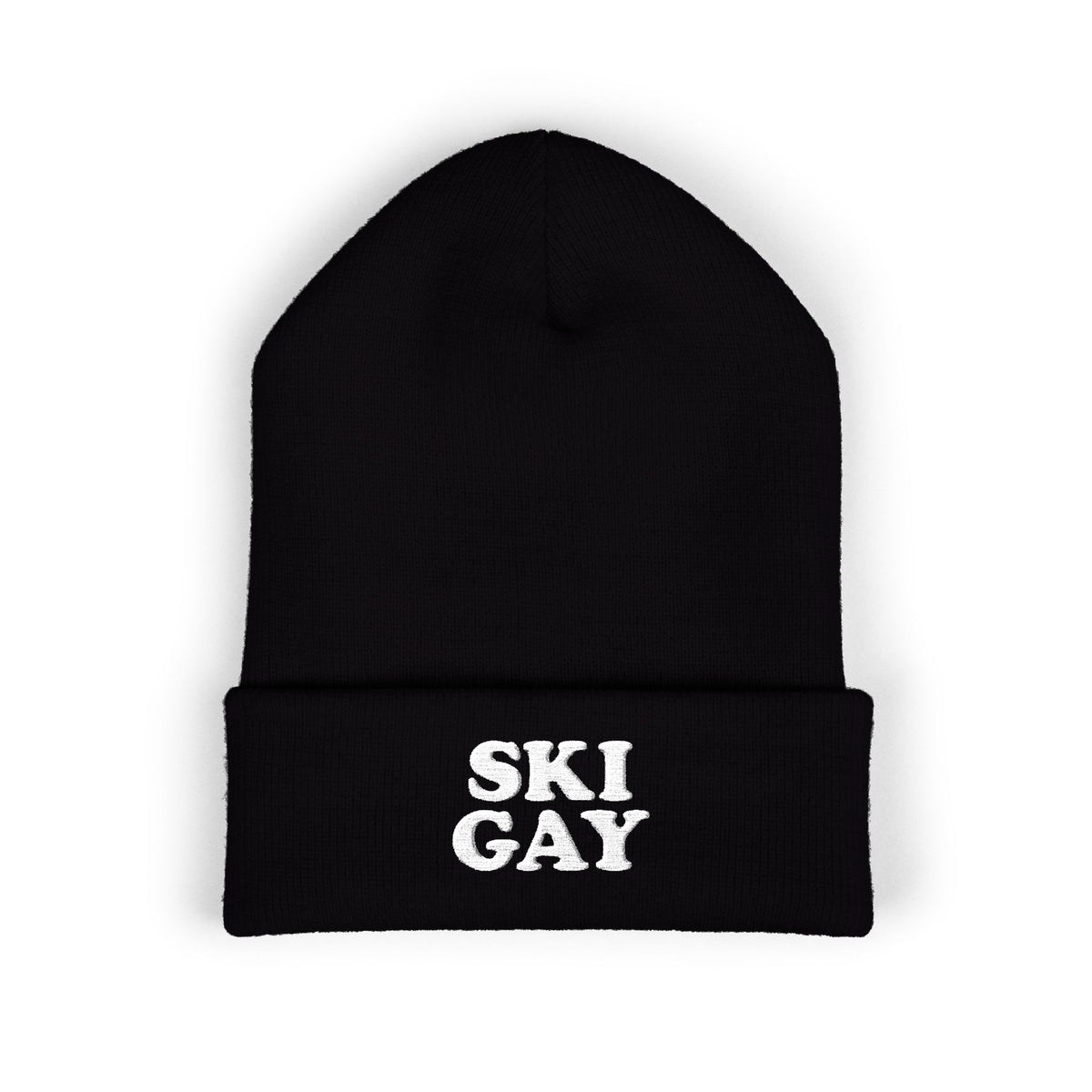 SKI GAY Knit Beanie - white deco
