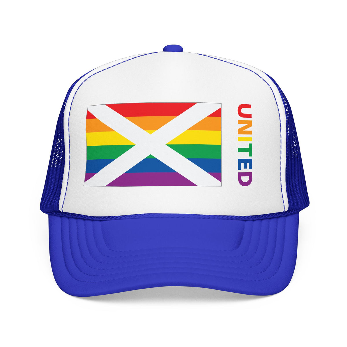 Alabama Rainbow Pride Flag "UNITED" Printed Foam Trucker Hat, Several Color Options
