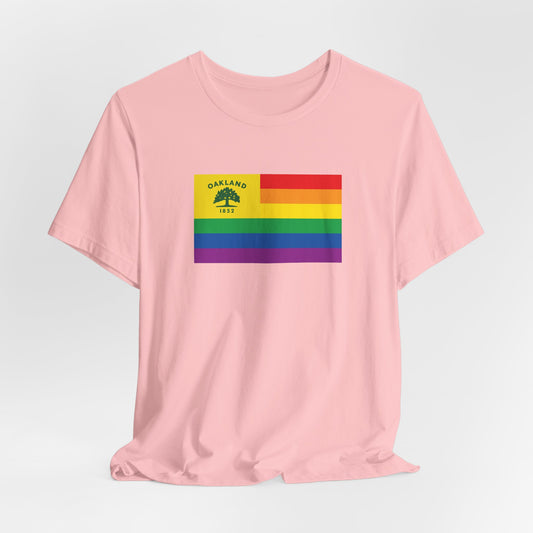 Oakland, California Rainbow Pride Flag T-shirt, Several Color Options