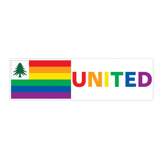 New England Rainbow Pride Flag "UNITED" Bumper Sticker