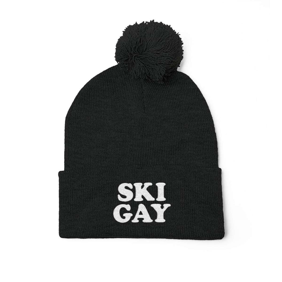 SKI GAY Pom Pom Beanie - white deco