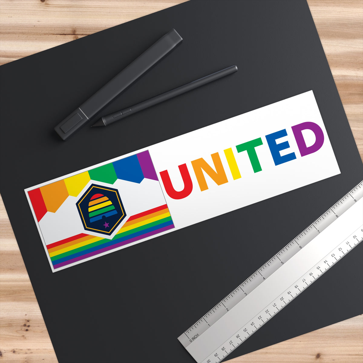 Utah Rainbow Pride Flag "UNITED" Bumper Sticker