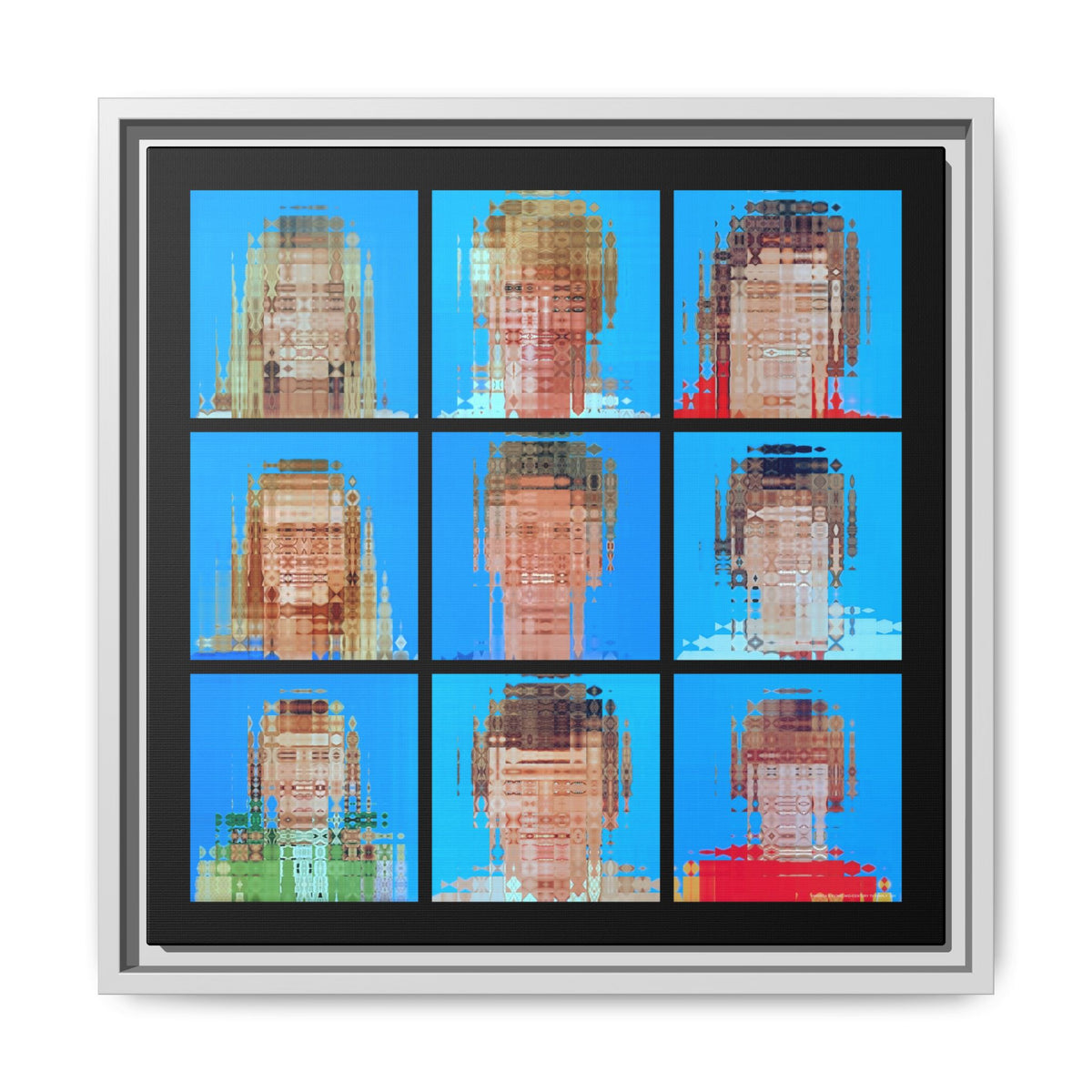 America's Iconic Mid-Century TV Family, Abstract Portrait Collage Art, Matte Canvas, Framed (Multi-color options)