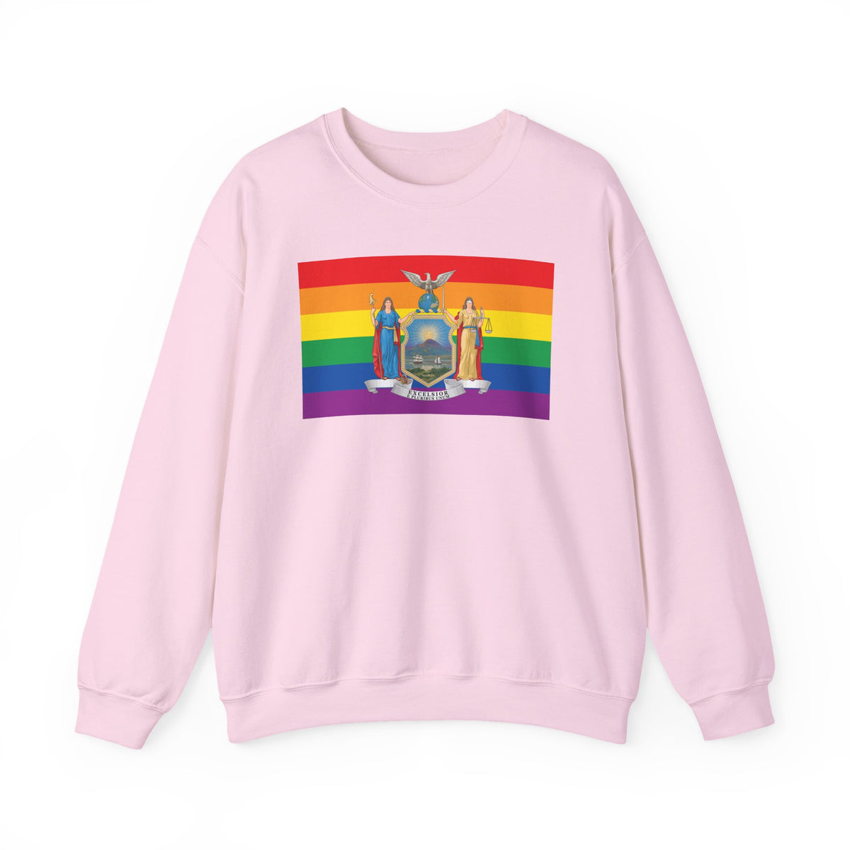 New York Rainbow Pride Flag Unisex Crewneck Sweatshirt, White, Black or Light Pink