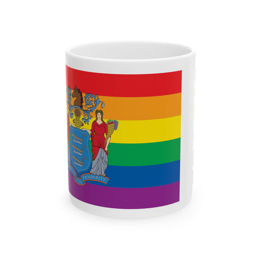 New Jersey Rainbow Pride Flag "UNITED" Ceramic Mug