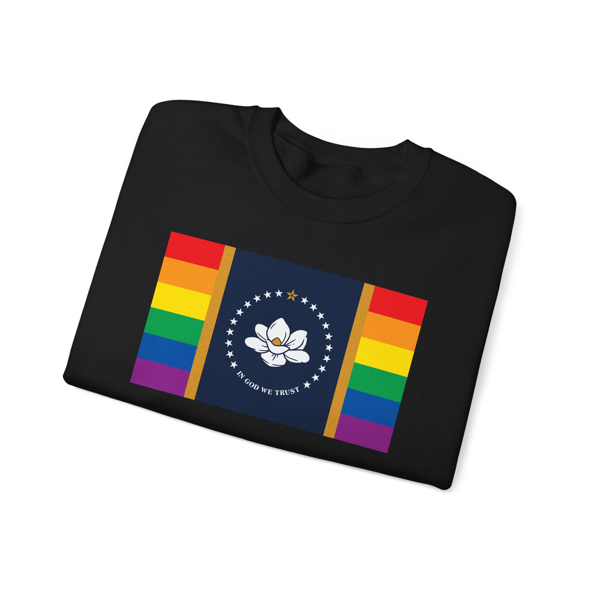 Mississippi Rainbow Pride Flag Unisex Crewneck Sweatshirt, White, Black or Light Pink