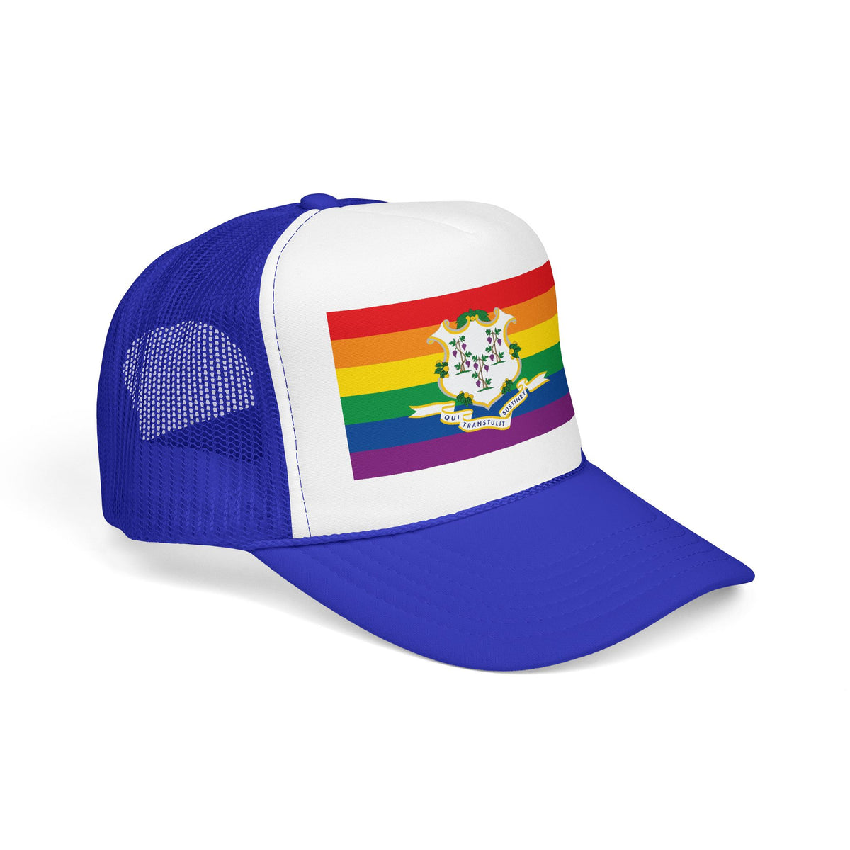 Connecticut Rainbow Pride Flag "UNITED" Printed Foam Trucker Hat, Several Color Options
