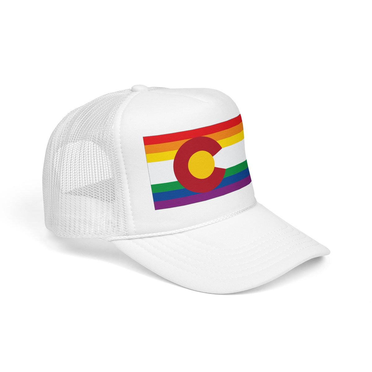 Colorado Rainbow Pride Flag "UNITED" Printed Foam Trucker Hat, Several Color Options