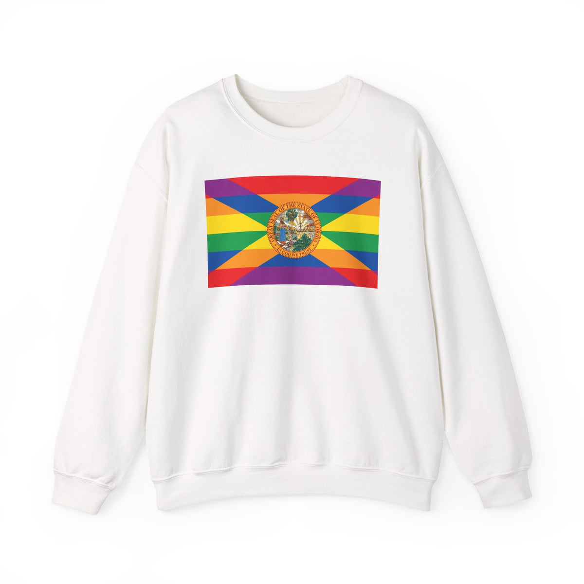 Florida Rainbow Pride Flag Unisex Crewneck Sweatshirt, White, Black or Light Pink
