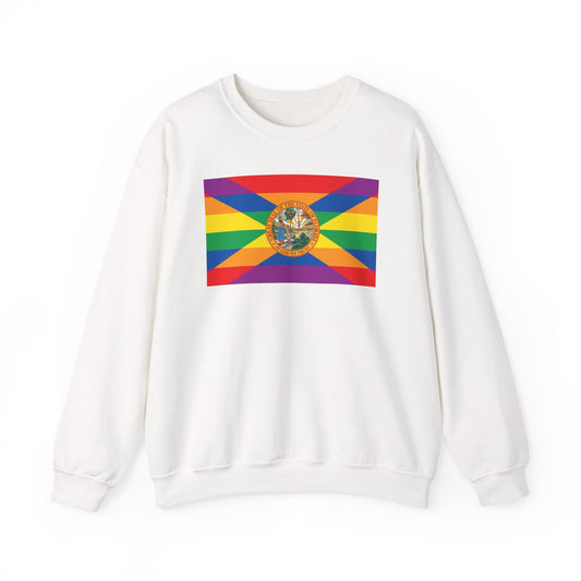 Florida Rainbow Pride Flag Unisex Crewneck Sweatshirt, White, Black or Light Pink