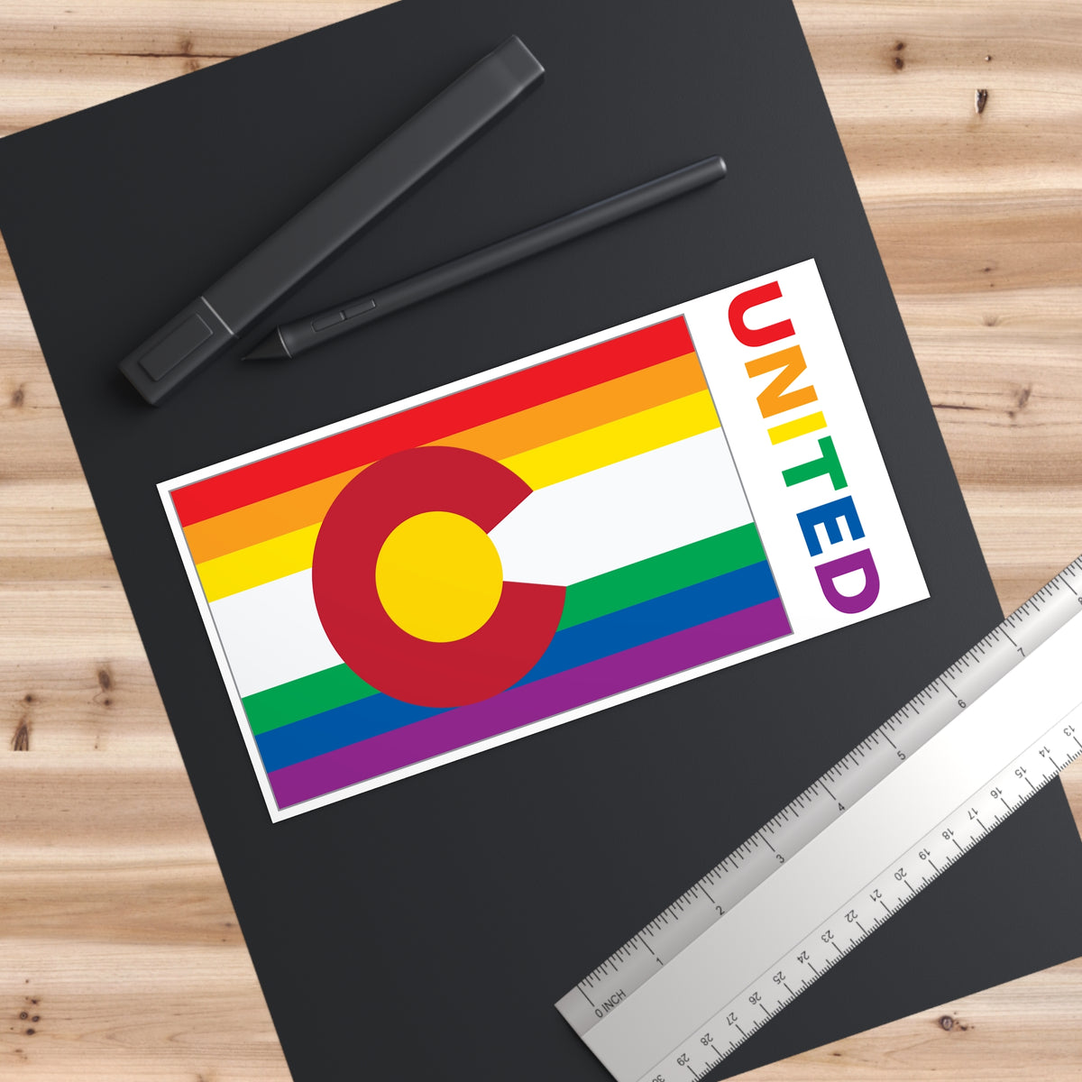 Colorado Rainbow Pride Flag "UNITED" Bumper Sticker