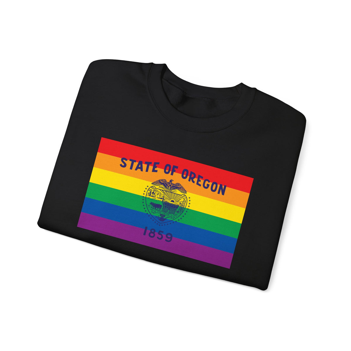 Oregon Rainbow Pride Flag Unisex Crewneck Sweatshirt, White, Black or Light Pink
