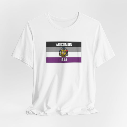 Wisconsin Asexual Pride Flag T-shirt, Several Color Options