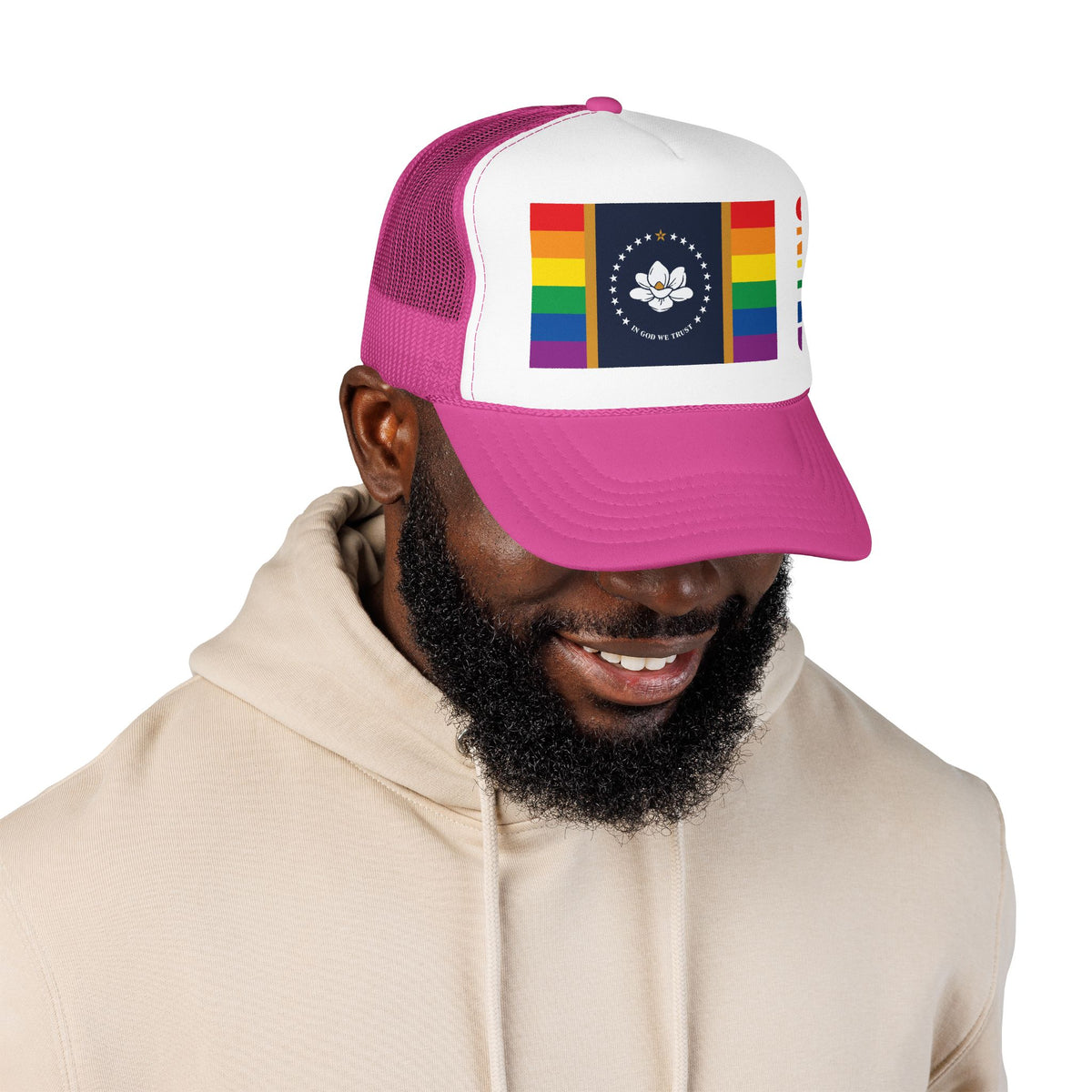 Mississippi Rainbow Pride Flag "UNITED" Printed Foam Trucker Hat, Several Color Options