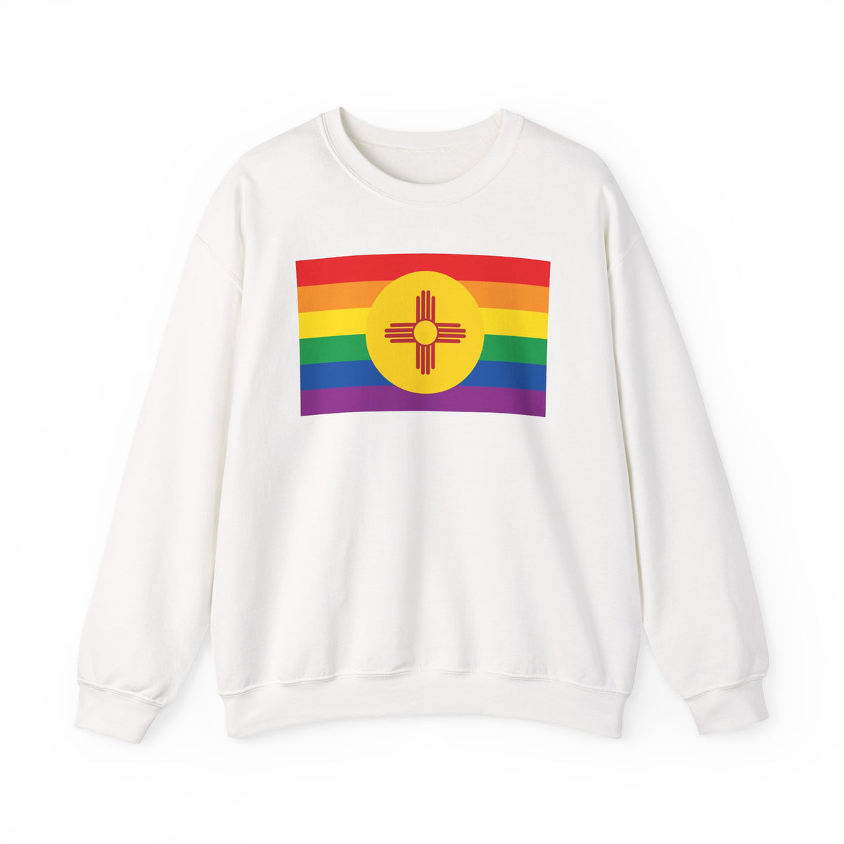 New Mexico Rainbow Pride Flag Unisex Crewneck Sweatshirt, White, Black or Light Pink