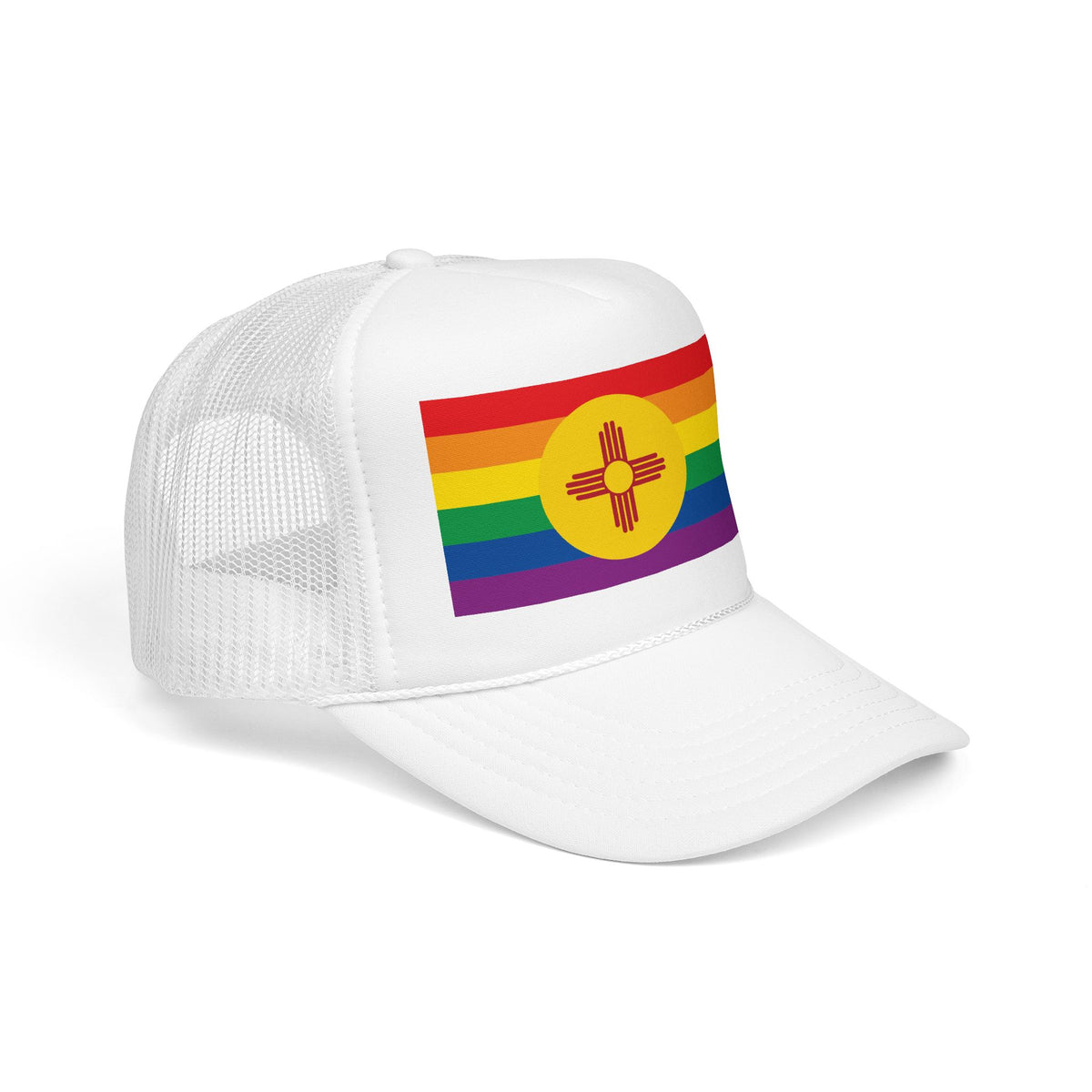 New Mexico Rainbow Pride Flag "UNITED" Printed Foam Trucker Hat, Several Color Options