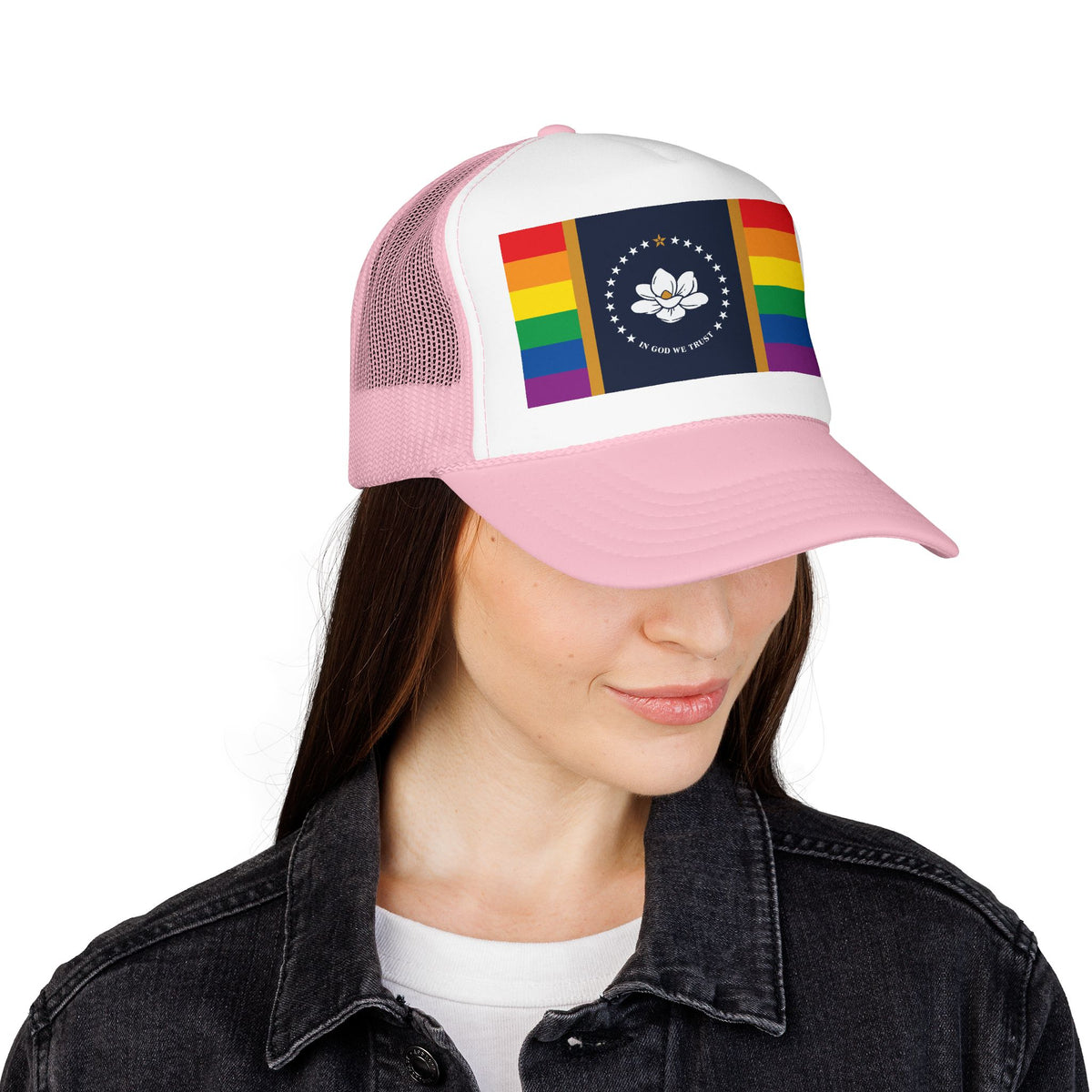 Mississippi Rainbow Pride Flag "UNITED" Printed Foam Trucker Hat, Several Color Options