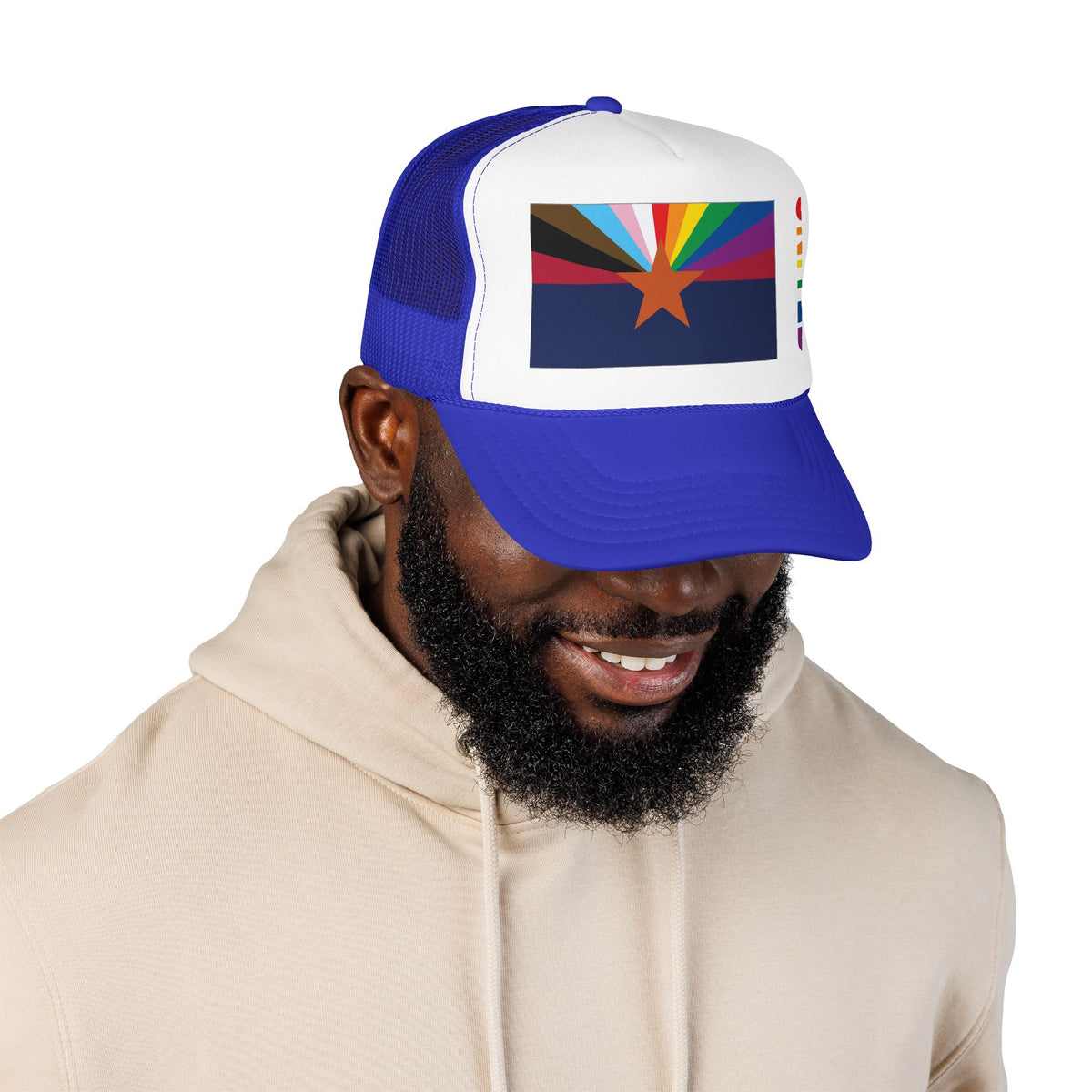 Arizona Rainbow Pride Flag "UNITED" Printed Foam Trucker Hat, Several Color Options