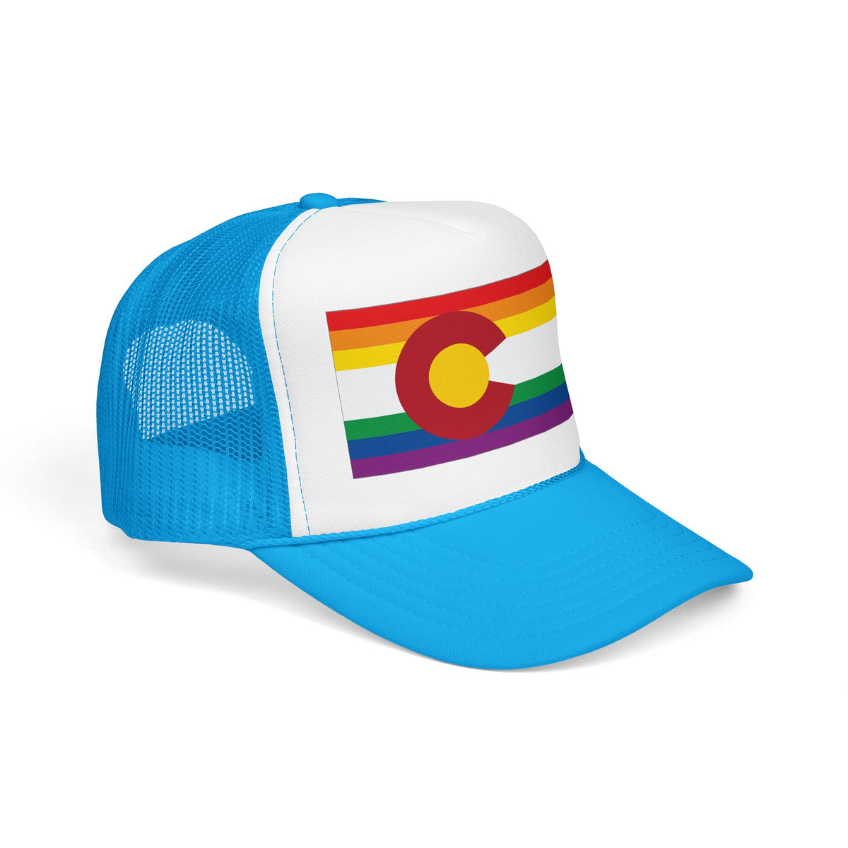 Colorado Rainbow Pride Flag "UNITED" Printed Foam Trucker Hat, Several Color Options