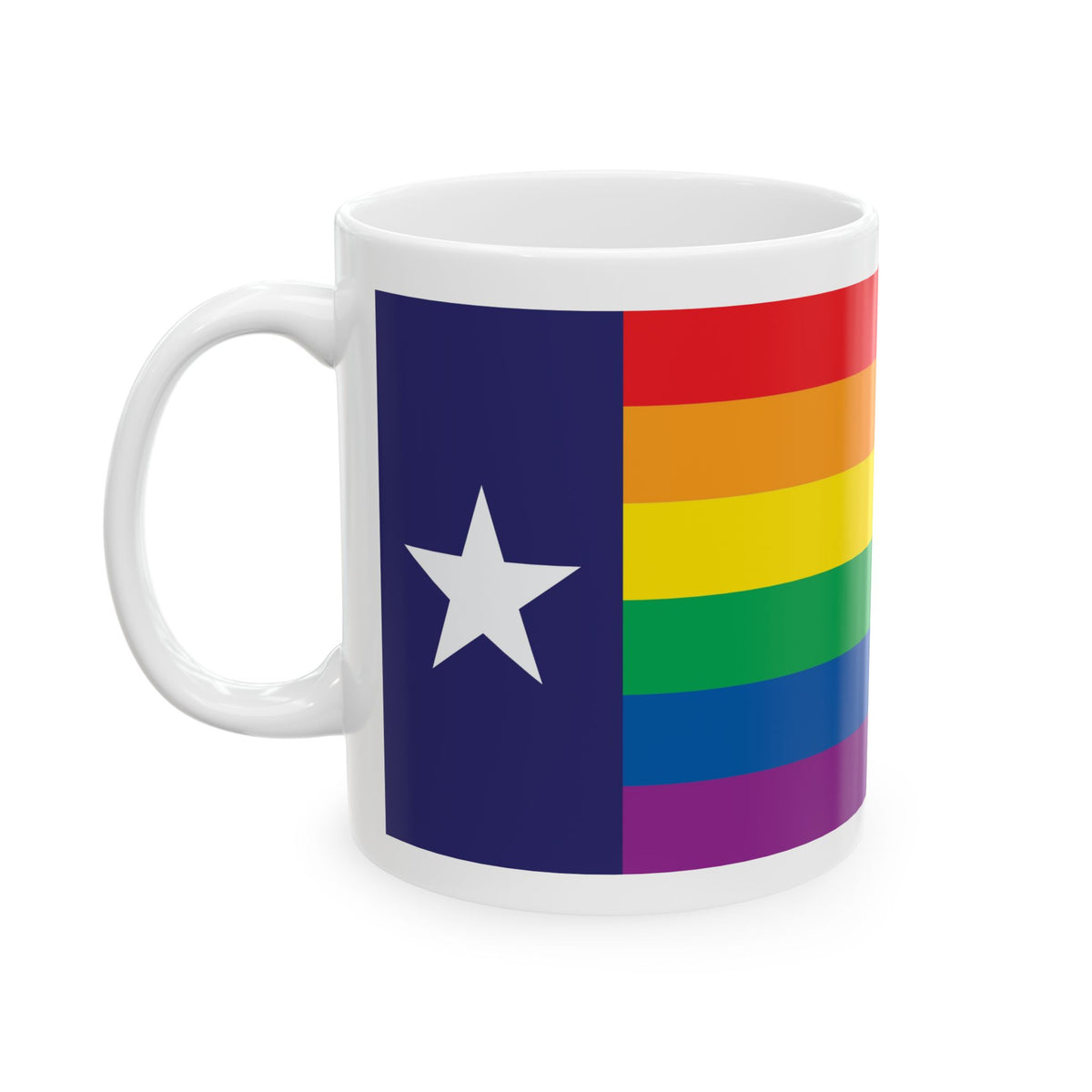 Texas Rainbow Pride Flag "UNITED" Ceramic Mug