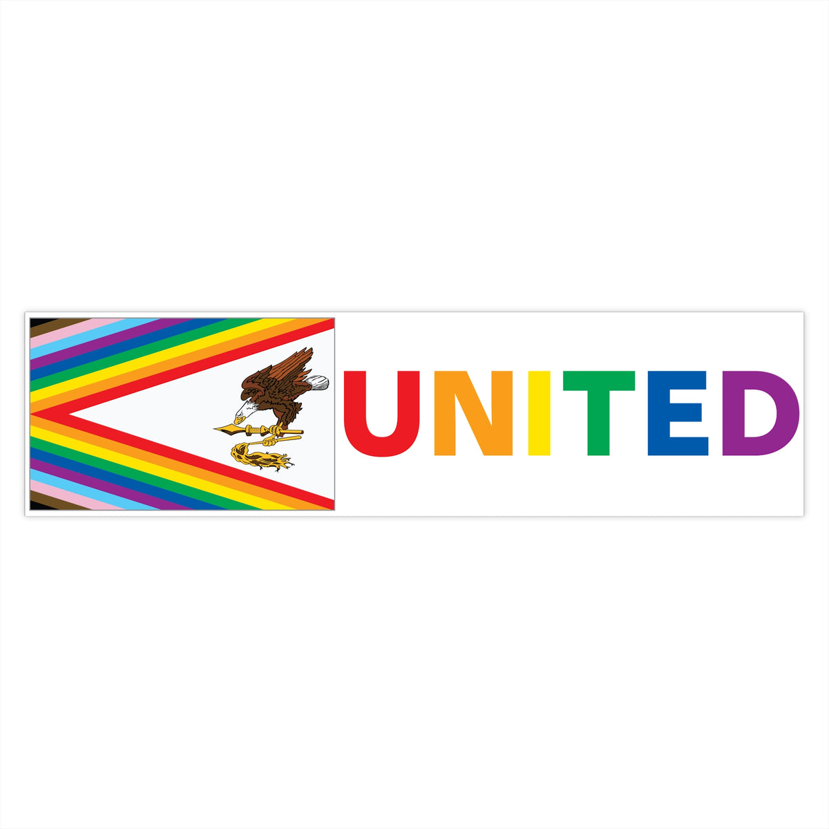 American Samoa Rainbow Pride Flag "UNITED" Bumper Sticker