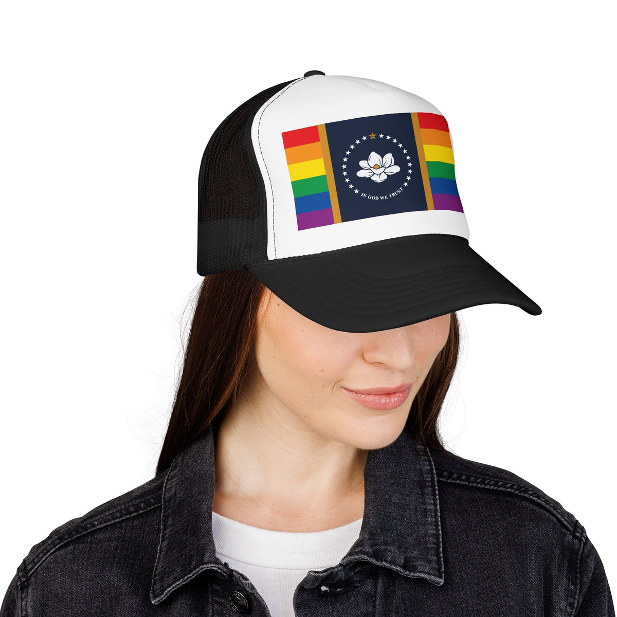 Mississippi Rainbow Pride Flag "UNITED" Printed Foam Trucker Hat, Several Color Options