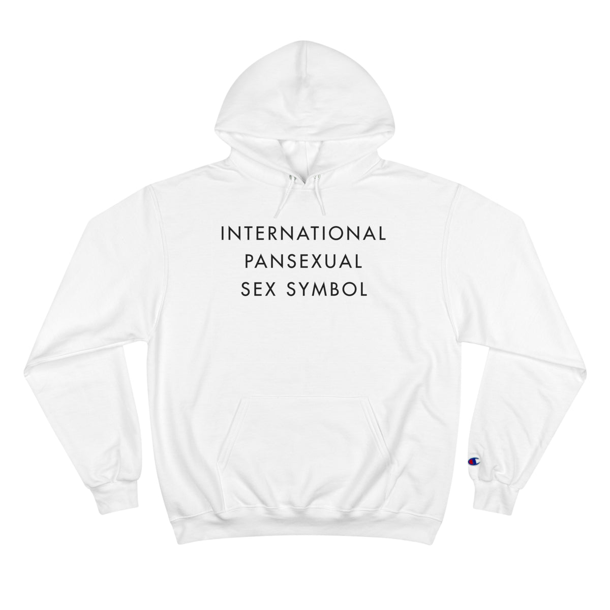 International Pansexual Sex Symbol Hoodie (Champion®) - White and Light Steel with Black Deco